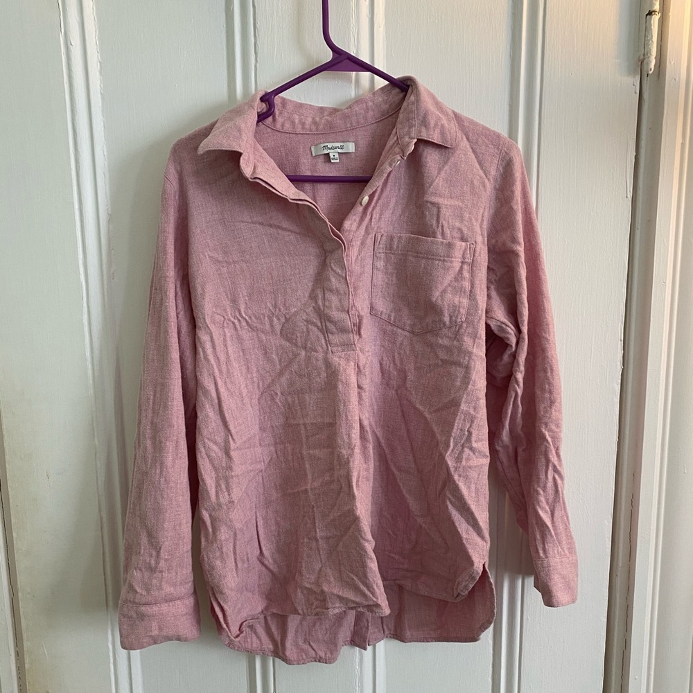 Madewell Flannel Pullover With Button Back M Euc - image 1